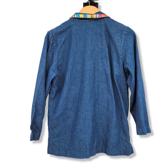 Vintage Saint Germain Women's Denim‎ Embroidered Patchwork Jacket Size Petite - Picture 2 of 11